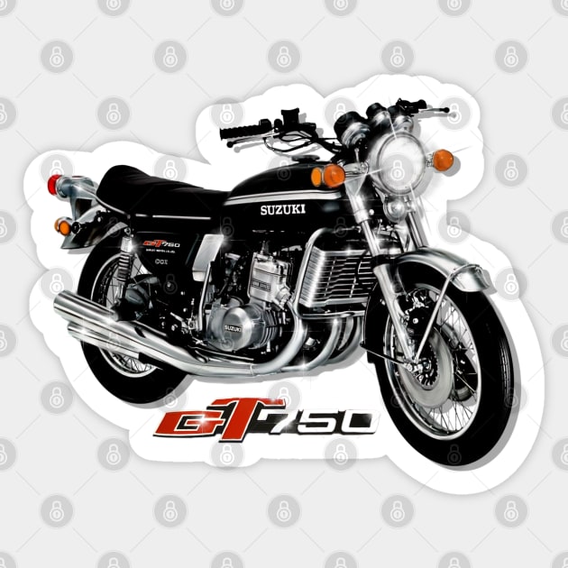 The 70s Classic Suzuki GT 750 by MotorManiac Sticker by MotorManiac